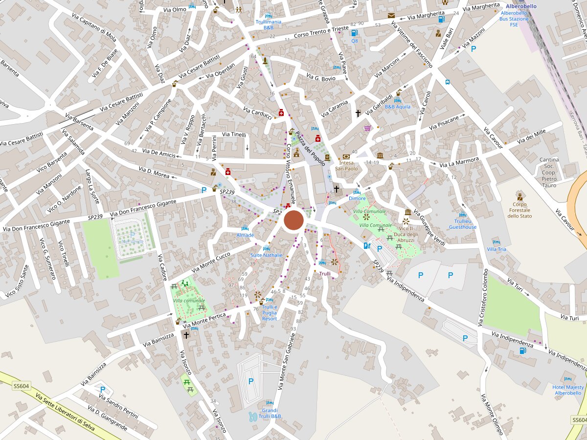 Mappa della posizione del trullo nel centro storico di Alberobello